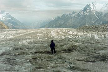 Fantastic ice ridges on the glacier