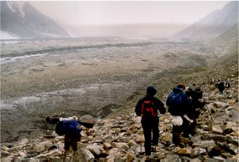 It wasn't all fun and games. Here a brief but violent storm is sweeping up the glacier.